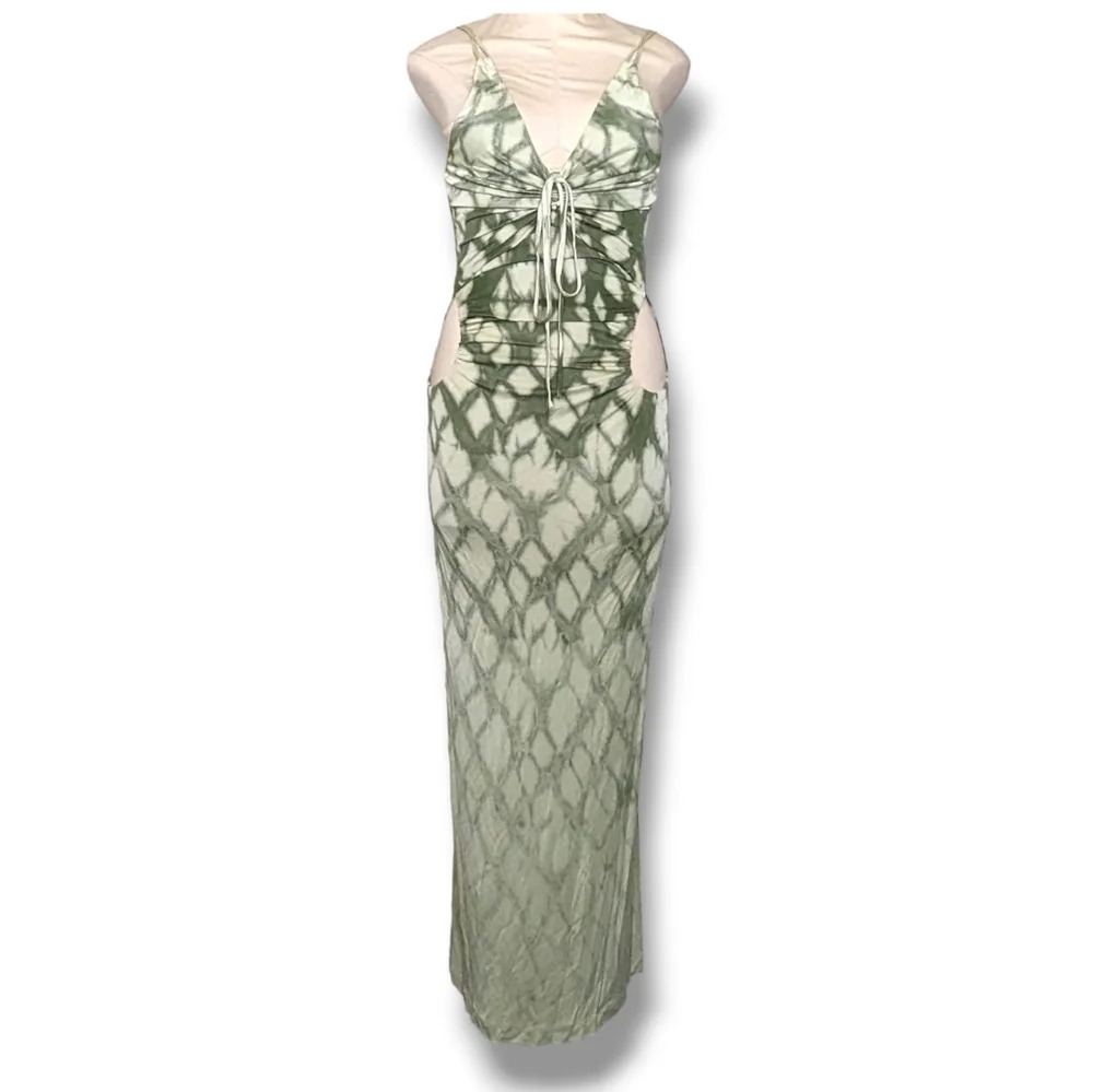 Dion Lee Shibori Gather Link Dress in Green Moss NWT
